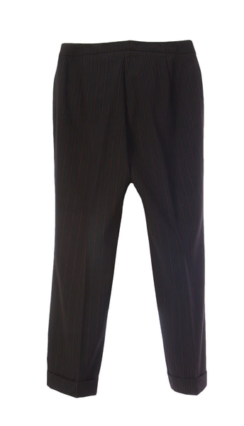 CARACTERE Women's Dark Brown Pinstriped Cropped Pants P152A06272 Sz 2 $151 NEW