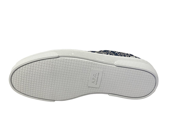 A.P.C. Men's Marine Blue Printed Tennis Shoes $325 NWOB