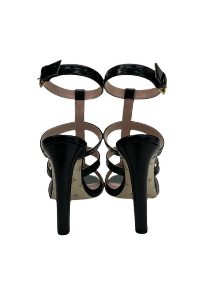 Max Mara Women's Nero Cali Leather Ankle Strap High Heel Sandals NWB