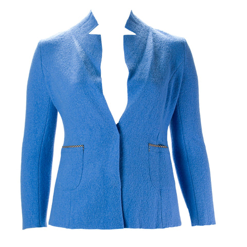 MARINA RINALDI Women's Ski Blue Camilla Wool Jacket 8W / 17 $345 NWT