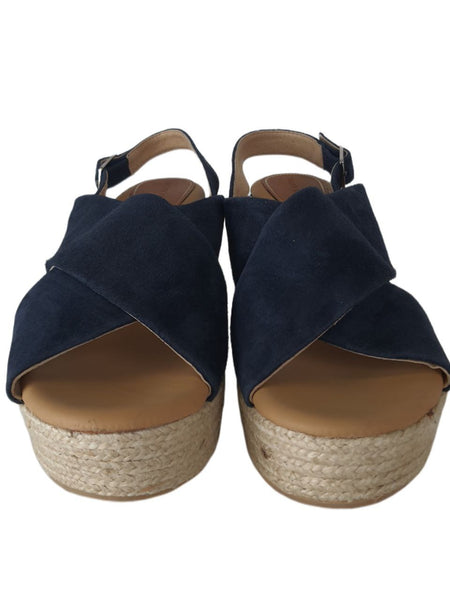 MATT BERNSON Women's Blue Capri Wedge Sandals #MB1704 11 NWB