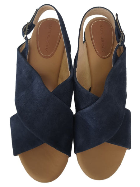 MATT BERNSON Women's Blue Capri Wedge Sandals #MB1704 11 NWB