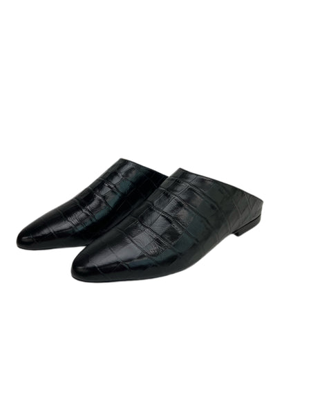 Max Mara Women's Nero Caravan Leather Slippers Size 7 NWB