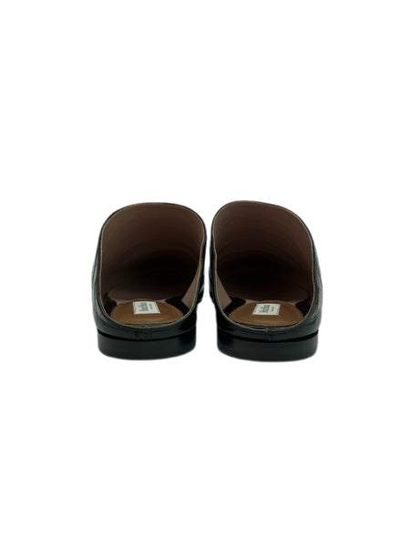 Max Mara Women's Nero Caravan Leather Slippers Size 7 NWB
