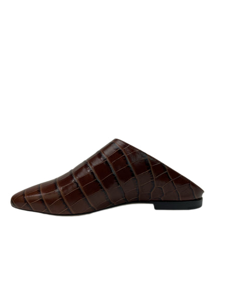 Max Mara Women's Brown Caravan Leather Slippers Size 7 NWB