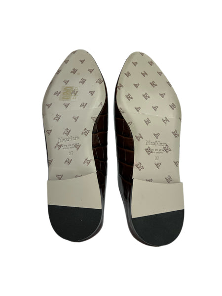 Max Mara Women's Brown Caravan Leather Slippers Size 7 NWB