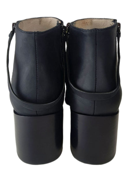 MATT BERNSON Women's Black Oiled Leather Caspian Booties #MB064 9 NWOB