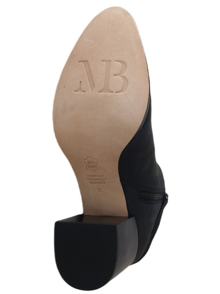 MATT BERNSON Women's Black Oiled Leather Caspian Booties #MB064 9 NWOB