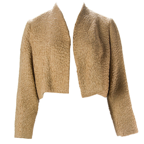 MARINA RINALDI Women's Brown Cesto Cropped Mohair Coat $985 NWT