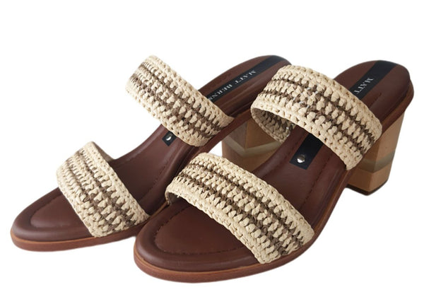 MATT BERNSON Women's Brown Natural Raffia Ceylon Sandals #MB2883 NWB