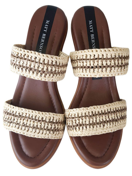 MATT BERNSON Women's Brown Natural Raffia Ceylon Sandals #MB2883 NWB
