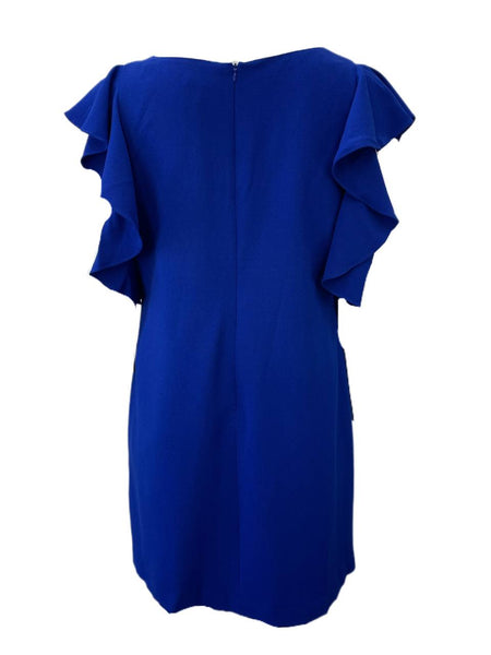 Chelsea28 Women's Blue Surf V- Neck Ruffle Sleeves Dress Size 20 NWT