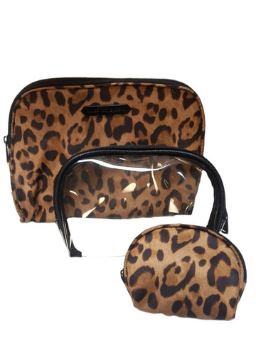 AIMEE KESTENBERG Women's Brown Chelsea Set Of 3 Cosmetic Bag #T00105 OS NWT