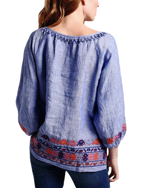 ROBERTA ROLLER RABBIT Women's Blue Choden Carine Top $165 NEW