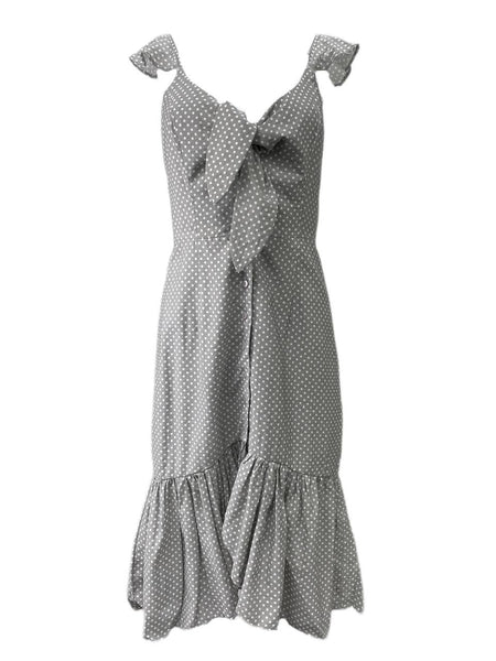 LOST IN LUNAR Women's Grey Polka Dot St Claire Maxi Dress NWT
