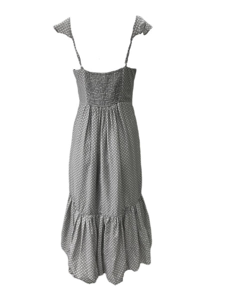 LOST IN LUNAR Women's Grey Polka Dot St Claire Maxi Dress NWT