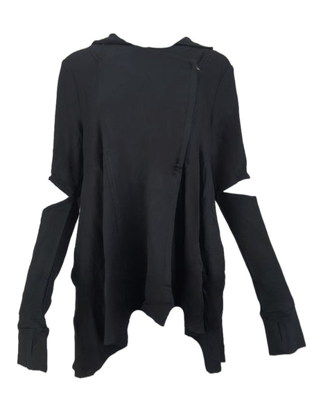 TEREZ Women's Black Slitted Sleeves Hoodie #2276640 Medium NWT