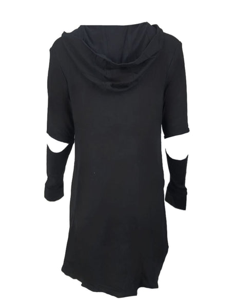 TEREZ Women's Black Slitted Sleeves Hoodie #2276640 Medium NWT