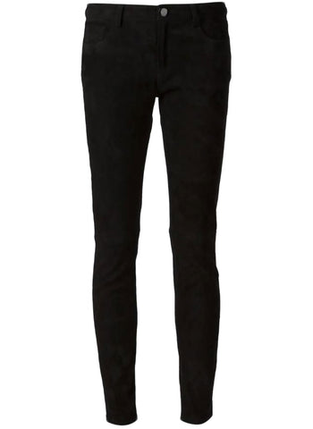 CREATURES OF THE WIND Women's Black Suede Slim Fit Trousers Sz 10 $1,400 NWT