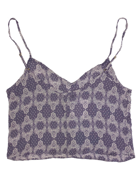 LOVESHACKFANCY Women's Lilac Smoke Bandana Crop Cami $215 NEW
