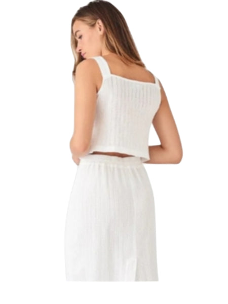 DL1981 Women's White Eyelet Button Front Sleeveless Crop Top #8727 NWT