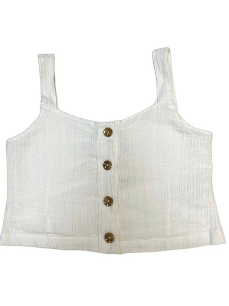 DL1981 Women's White Eyelet Button Front Sleeveless Crop Top #8727 NWT