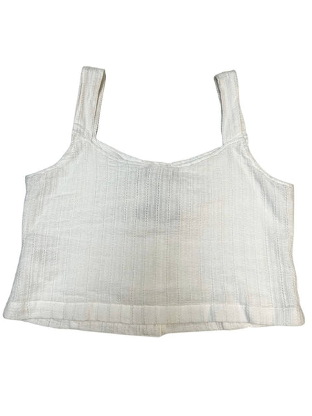 DL1981 Women's White Eyelet Button Front Sleeveless Crop Top #8727 NWT