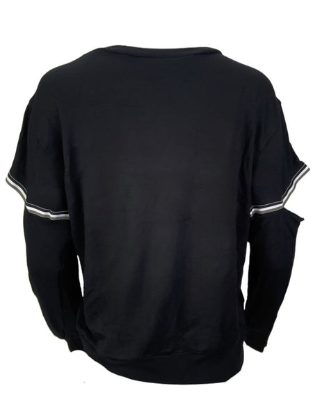 TEREZ Women's Black Slitted Shoulders Sweatshirt #2356640 NWT