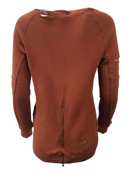 PAM & GELA Women's Brown Rust Annie Destr Sweatshirt #B00F Petite X-Small NWT