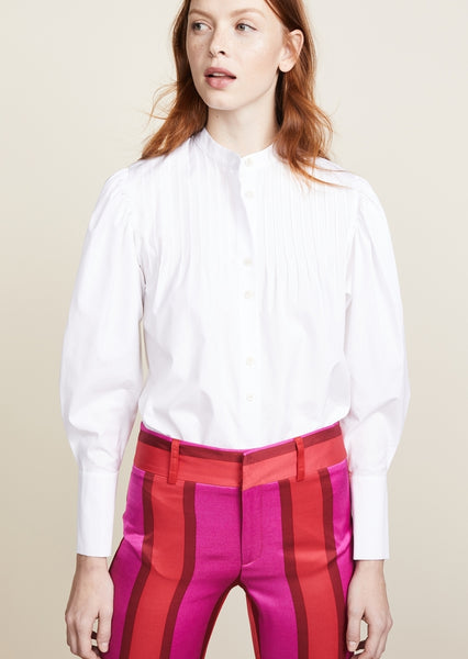 Diane Von Furstenberg DVF White Pin Tuck Long Sleeve Shirt $328 NWT