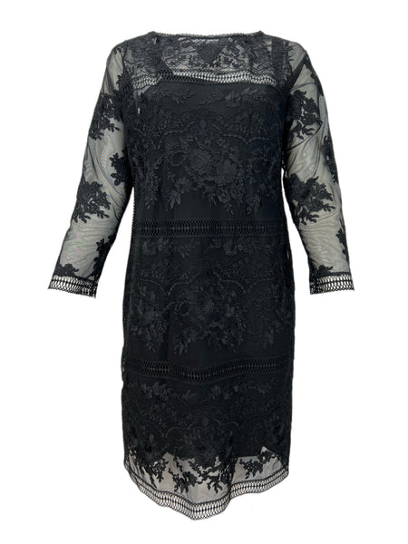 Marina Rinaldi Women's Black Dada Lace Sheath Dress NWT
