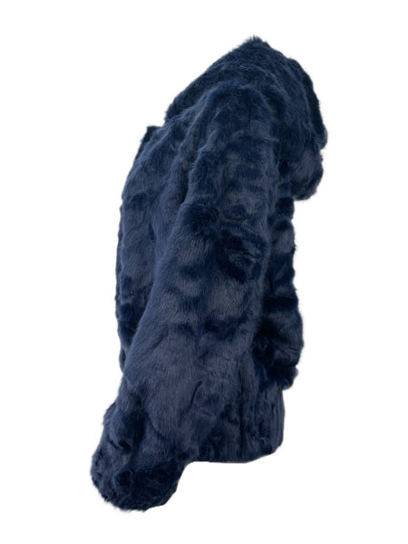 LOST IN LUNAR Women's Navy Dakota Faux Fur Jacket NWT