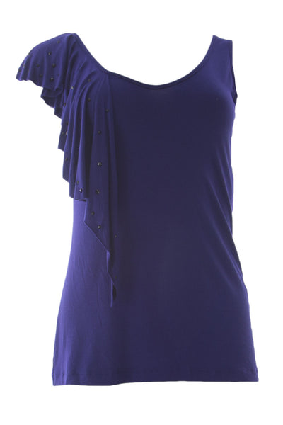 VELVET by Graham & Spencer Women's Plum Studded Detail Rayon Top P $129 NEW