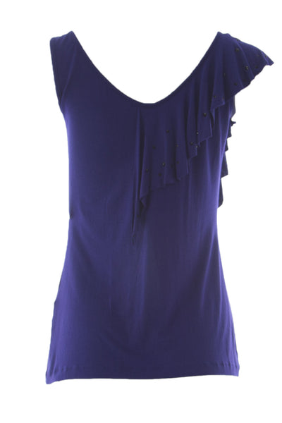 VELVET by Graham & Spencer Women's Plum Studded Detail Rayon Top P $129 NEW