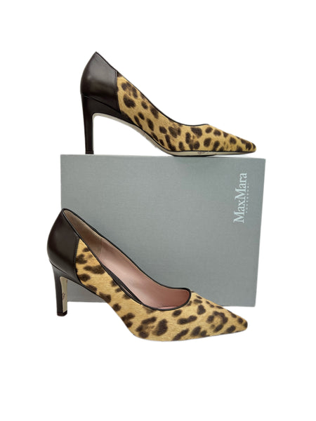 Max Mara Women's Makula Moka Danton Animal Print Pumps Size 8.5 NWB