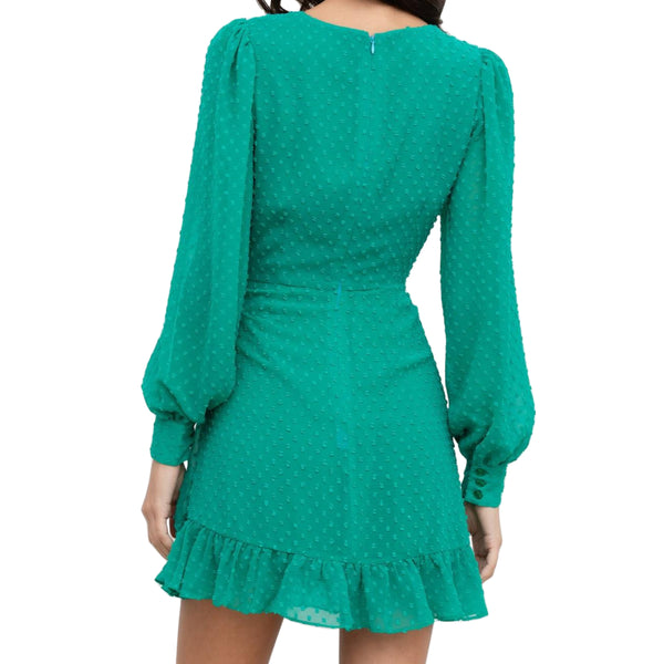 YUMI KIM Women's Jewel Emerald Swiss Dot Daphne Dress #DR19603 0 NWT