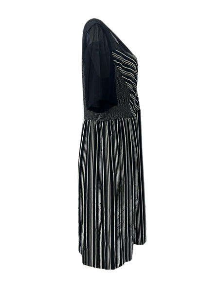 Marina Rinaldi Women's Black Data Striped Sheer Sleeve Sheath Dress Size 8W/17