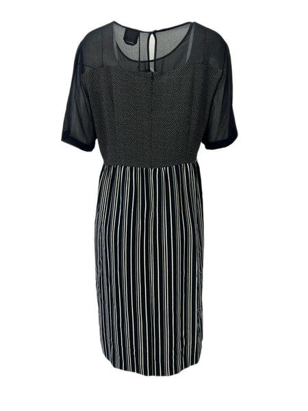 Marina Rinaldi Women's Black Data Striped Sheer Sleeve Sheath Dress Size 8W/17