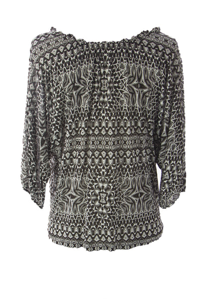 VELVET by Graham & Spencer Women's Black Floral Print Jewel Neck Top S $115 NEW