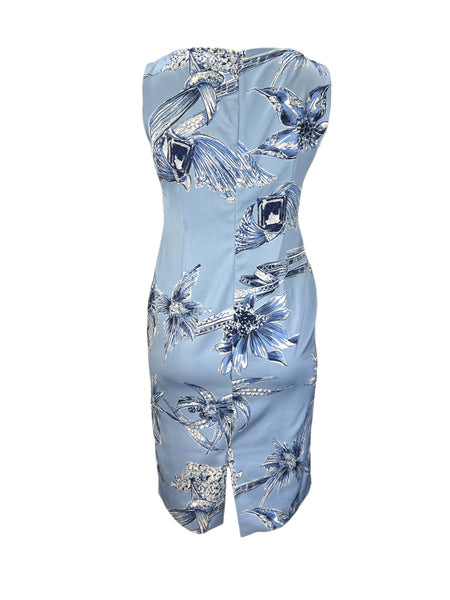 Marina Rinaldi Women's Ski Blue Decaedro Sleeveless Beaded Dress Size 12W/21