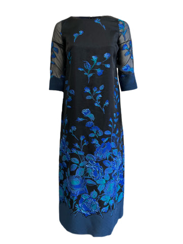 Marina Rinaldi Women's Black Decano Embroidered Maxi Dress Size 12W/21