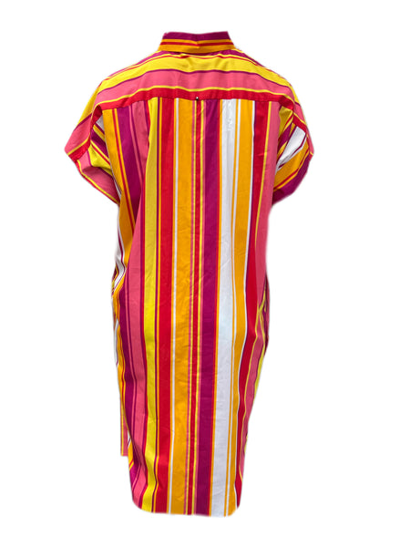 Marina Rinaldi Women's Multicolored Decidere Striped Cotton Dress NWT