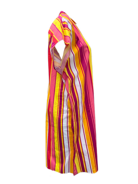 Marina Rinaldi Women's Multicolored Decidere Striped Cotton Dress NWT