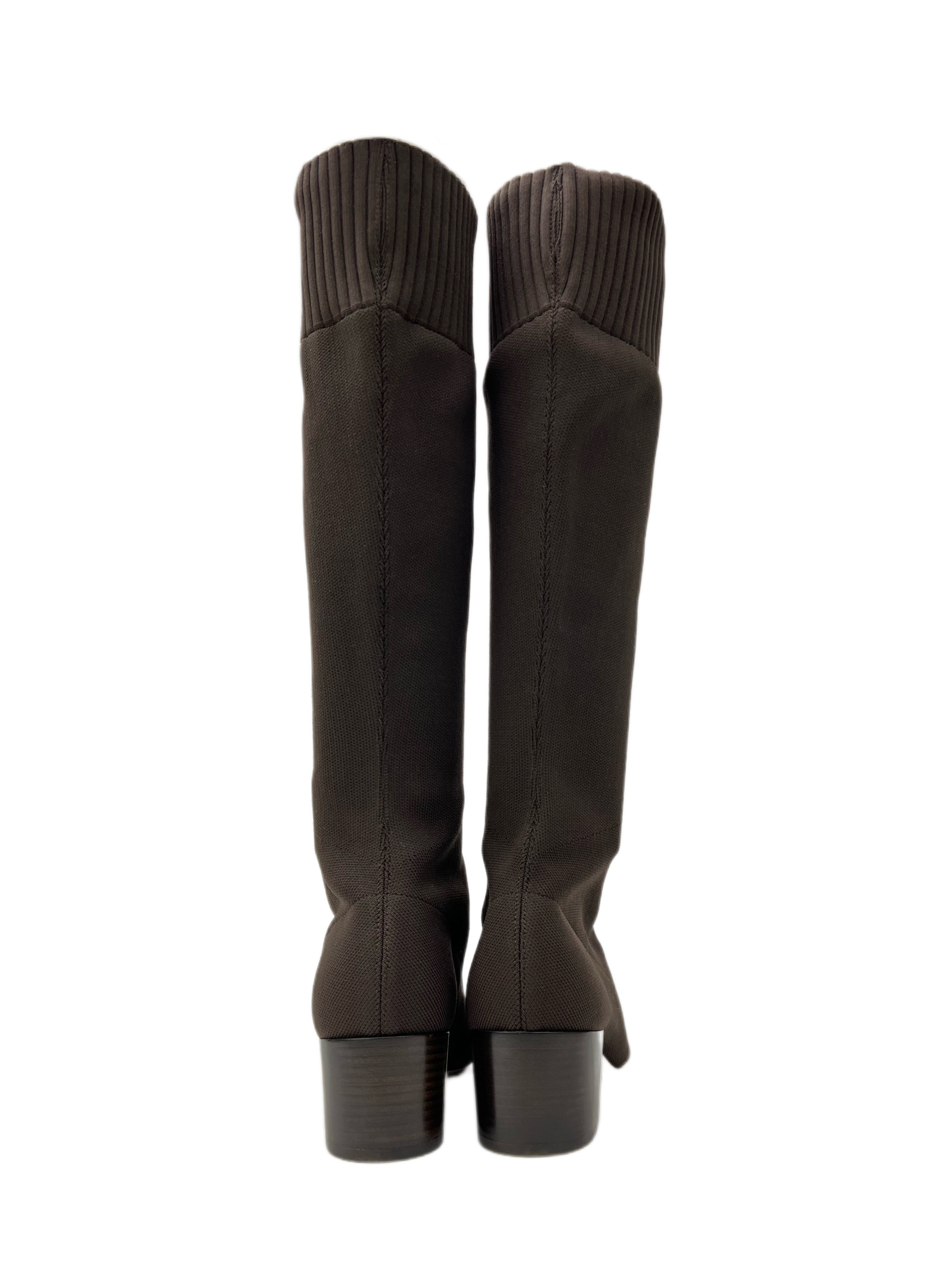 Max Mara Women s Moka Delfina Stretch Knit Block Heel Knee Boots Size 7 Nwb