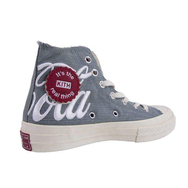 KITH X CONVERSE X COCA COLA RARE Chuck 70 Hi Sneakers, Denim, M 7.5 / W 9.5