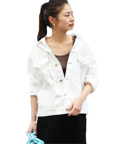 DENIMIST Women's White Agnes Trucker Denim Jacket $325 NWT