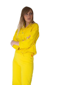 DENIMIST Women's Yellow Agnes Trucker Denim Jacket $325 NWT