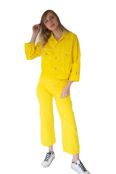 DENIMIST Women's Yellow Agnes Trucker Denim Jacket $325 NWT