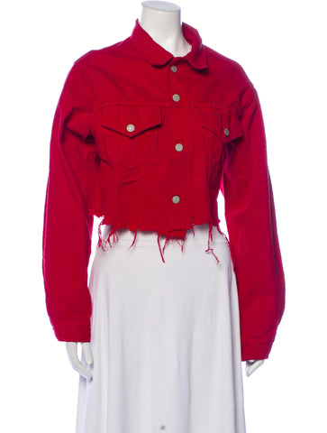 DENIMIST Women's Red Distressed Agnes Trucker Jacket Size X-Small $325 NWT