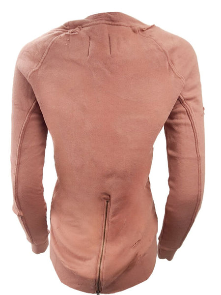 PAM & GELA Women's Pink Kiss Annie Destr Sweatshirt #B00F Petite X-Small NWT